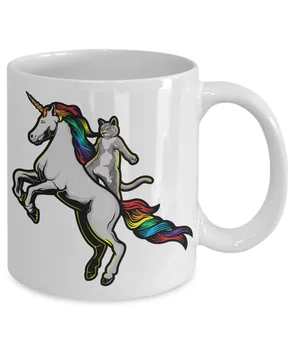

Cat Riding Unicorn Unique Bizarre Rainbow Funny Coffee Mug
