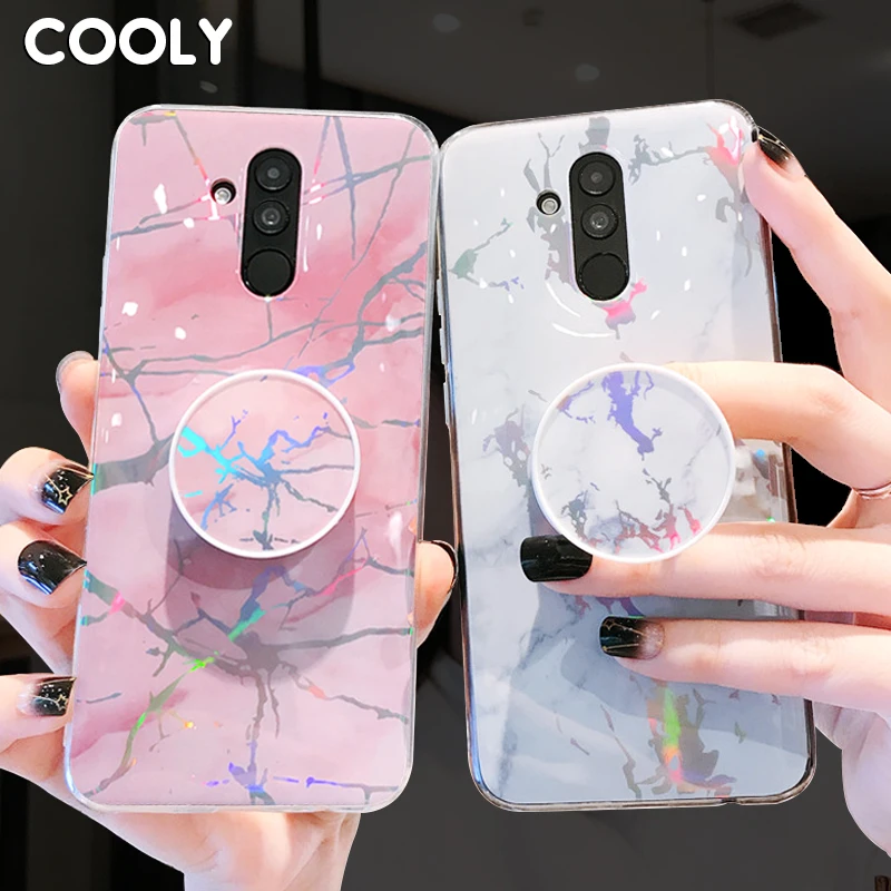 Розовый мраморный чехол COOLY Laser для Huawei P20 Lite P30 Pro Honor 10 Y7 Y5 Y6 Prime 2018 мягкий