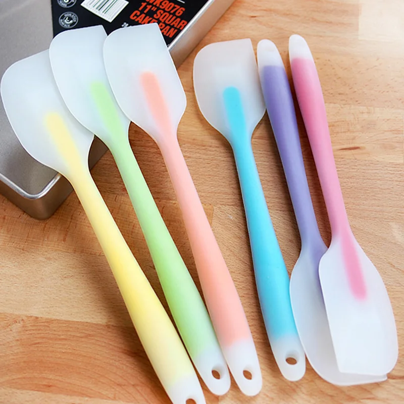  Silicone cream blade semi-transparent brush baking oil nylon handle mixed spatula scraper heat-resi