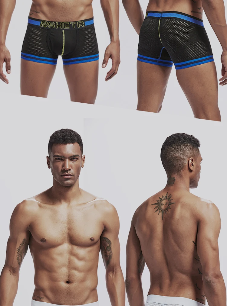 BSHETR бренд Уникальный дизайн боксеры для мужчин сетка U Чехол сексуальное мужское нижнее белье под брюки хлопковые брюки дышащие