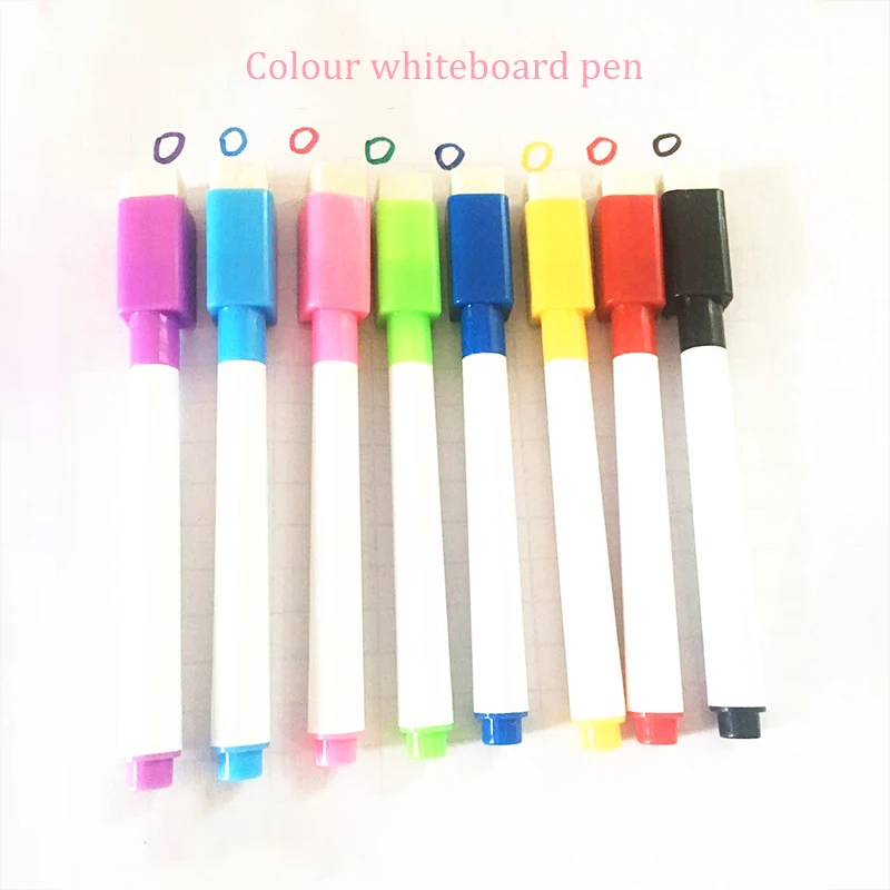 

Whiteboard Pen Environmental Protect 8colors School Classroom White Board Markers Built In Eraser Student Drawing Pen