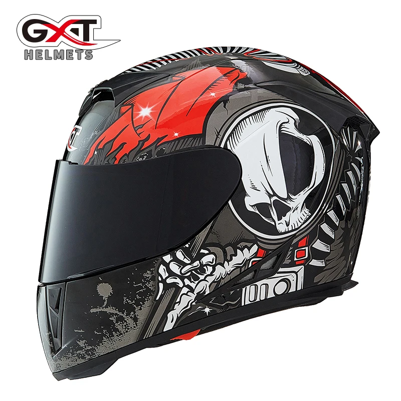 GXT 358 мотоциклетные шлемы мужские гоночный шлем для мотокросса мотоцикл полный лицо двойной щит Moto casco - Цвет: b1
