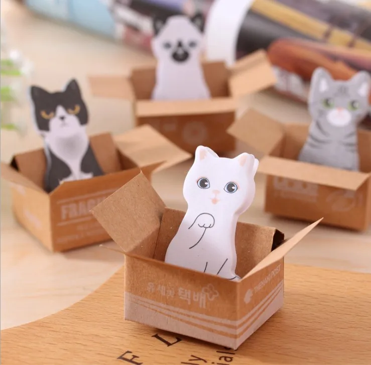 

3D Kawaii Cat Box Stickers Cute Cartoon Korean Stationery Sticky Notes Office School Supplies Memo Pad Scrapbooking Kawaii