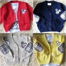 New Kids cardigan Spring and Autumn Mickey Mouse 100% cotton baby boys and girls in polos single-breasted cardigan jacket coat