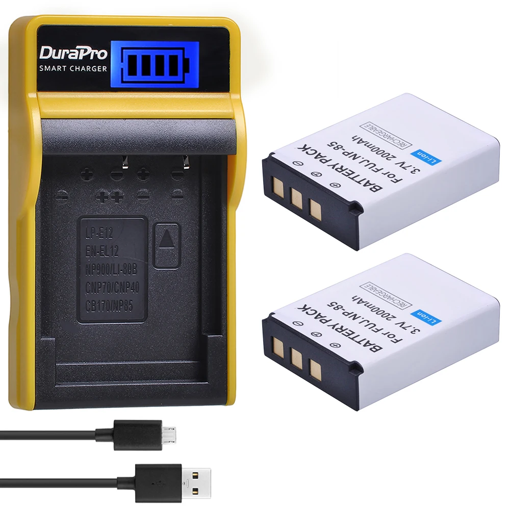 Günstig DuraPro 2PC 2000mAh NP 85 NP 85 Kamera Batterie + LCD USB Ladegerät für Fujifilm FinePix S1 SL240 SL260 SL280 SL300 SL305 SL1000