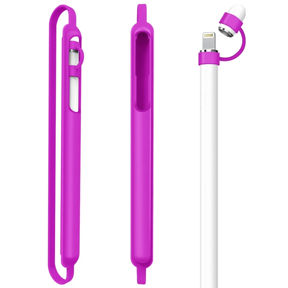Apple-Pencil-Case-Soft-Silicone-Protective-Cap-Holder-Accessories-Pocket-Sleeve-For-iPad-Pro 9-7-10-5-Pen-purple
