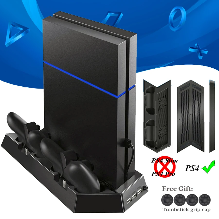 Вертикальная подставка PS4 с охлаждающим вентилятором кулер двойной контроллер