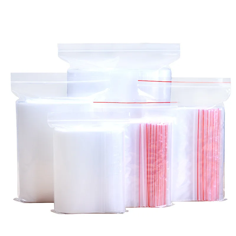 100Pcs/pack Wholesale PE Zip Lock Plastic Bags Transparent Zipper bag Reclosable Food Jewelry ...