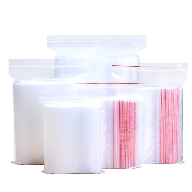 100Pcs/pack Wholesale PE Zip Lock Plastic Bags Transparent Zipper bag