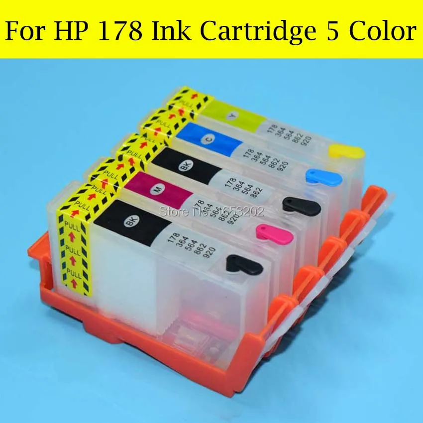 5 Pieces/Lot 178 Ink Cartridge With For HP 178 ARC/Auto Reset Chip For