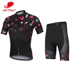 MT & C Для женщин Велоспорт Джерси комплект с надписью «розовый», с принтом в виде сердца дышащая одежда быстросохнущая 9D гелевый коврик