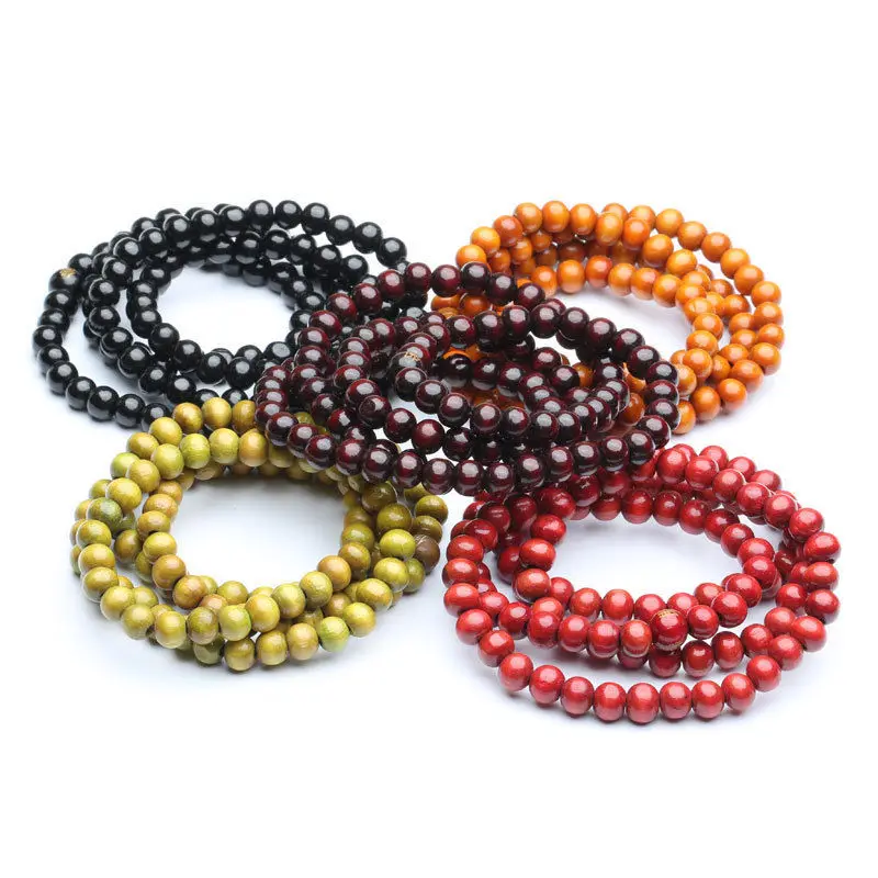 

Tibetan Buddhism 108 wood Prayer Buddha carved Bead Mala Necklace