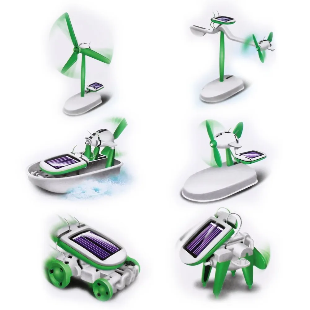 6 in 1 Solar Panel Toys Aircraft Airplane Puppies Plane Kids Science