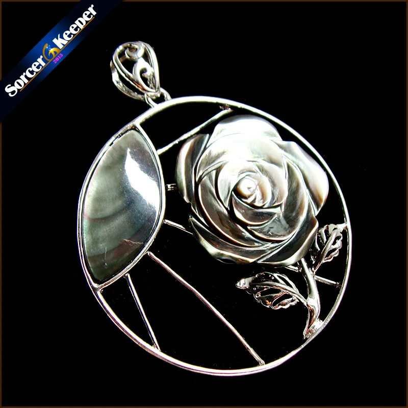 Натуральный перламутр ракушка ручной резной цветок розы ожерелье с подвесками на цепочке Винтаж Bijoux женские ювелирные изделия SKA09