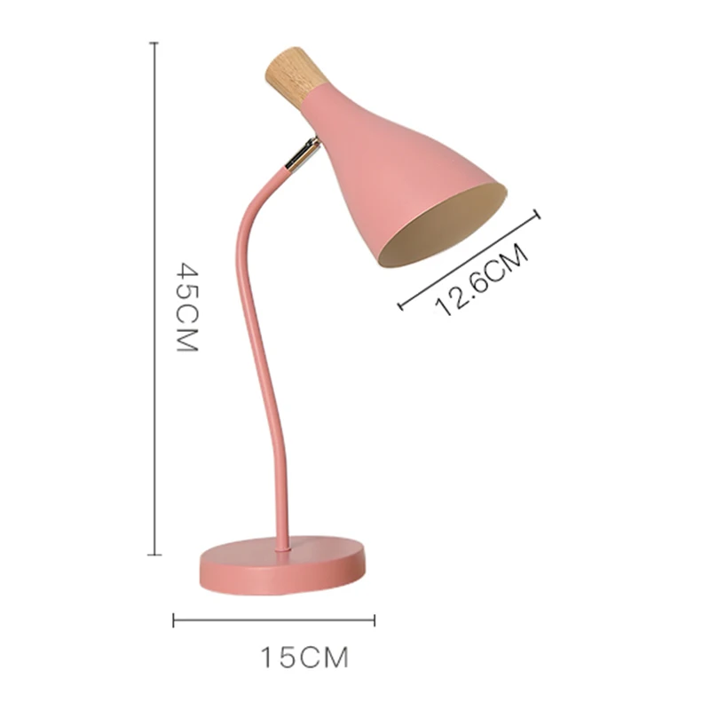 MDWELL Регулируемая шланговая современная настольная лампа с металлическим абажуром деревянная прикроватная настольная книга огней лампы для чтения - Цвет абажура: Pink Body