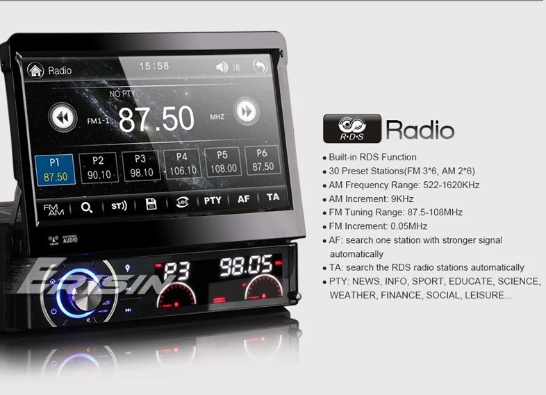 Clearance Erisin ES6590KD 1 Din 7 inch Wince 6.0 Car Audio System DVD GPS Player Radio DAB+ System 10