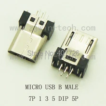 10 ШТ. Micro USB Разъем типа B Разъем Провода Пайки 7pin 1 3 5DIP С Наземной Линии
