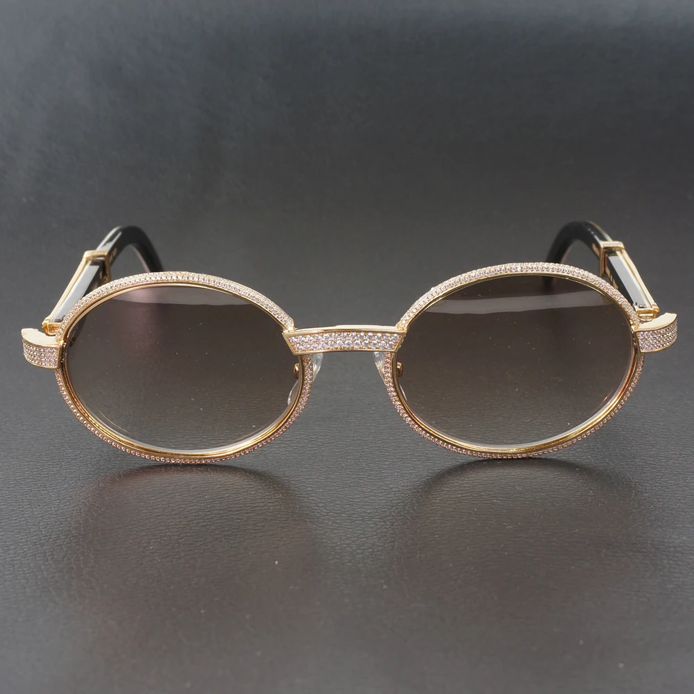 US $410.00 Diamond Sunglasses for Men Oval Carter Glasses frames with Stones Luxury Eyewear Decoration Sun Glasses Retro Shades for Club