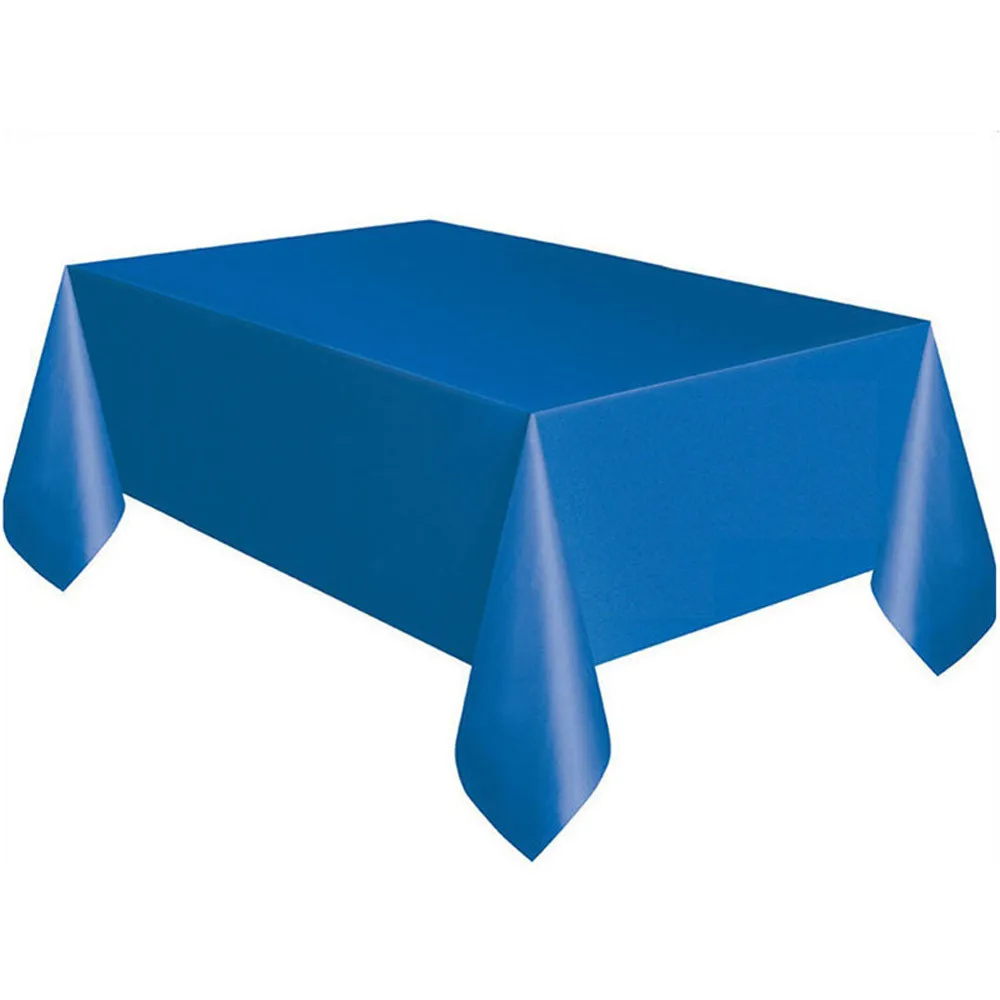 Large Plastic Solid Rectangle Table Cover Cloth Wipe Clean Party Tablecloth Covers Wedding Birthday Party Table Covers Decor - Color: Blue