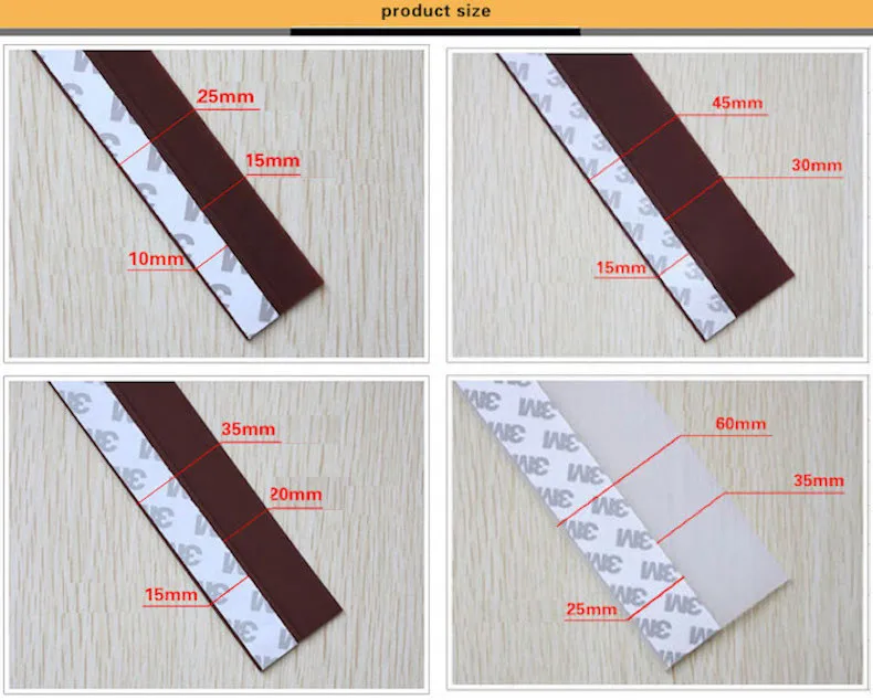 Самоклеющиеся прокладки для выветривания бескаркасные скользящие окна створки экрана двери нижней черновой пробки Уплотнения 25 мм 35 мм 45 мм x 5 м прозрачный