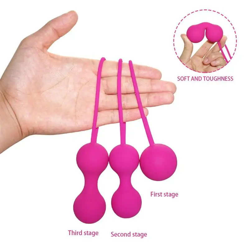 3 шт Кегеля Упражнение веса силиконовые отдельные части затягивающие шарики для контроля мочевого пузыря и упражнения тазового пола(розовый