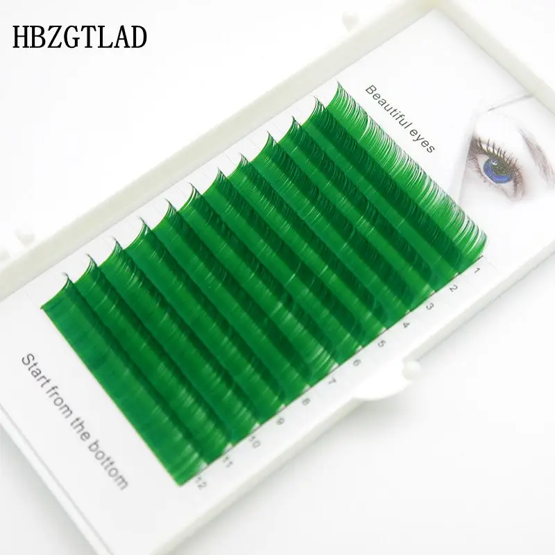 HBZGTLAD C/D curl 0,07 0,1 мм 8/14 мм Ложные ресницы зеленый ресницы индивидуальные цветные ресницы искусственной объем ресниц для наращивания