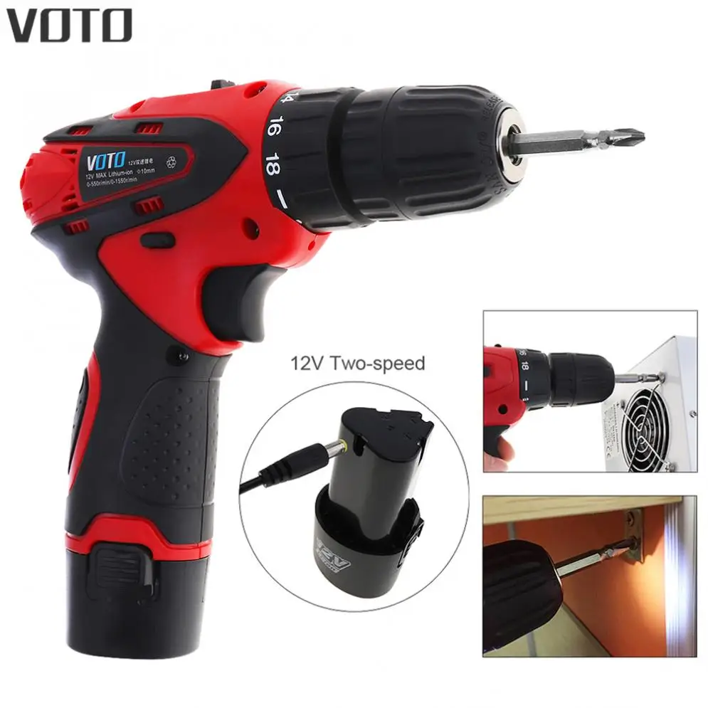 

VOTO Handling Screws/Punching AC100-240V Cordless 12V Electric Screwdriver with Adjustment Switch andTwo-speed Adjustment Button