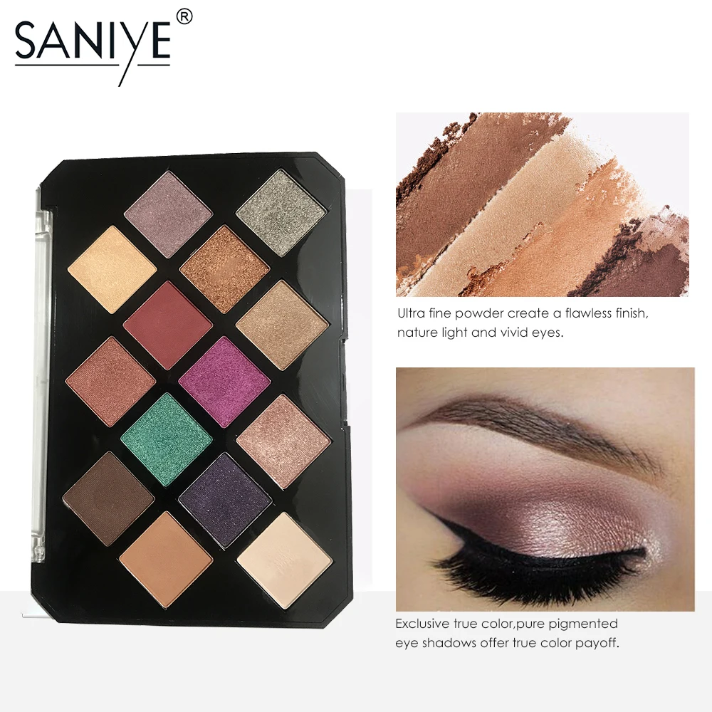 

SANIYE 14 Color Pro Long-lasting Eye Shadow Palette Waterproof Natural Pearl & Matte Delicate Makeup Glitter Eyeshadow E143