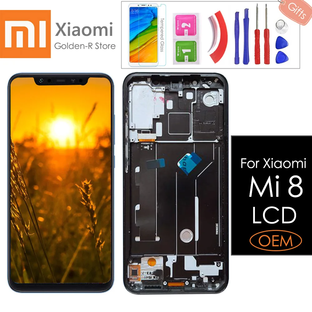 6,2" lcd для Xiaomi Mi 8 Дисплей lcd сенсорный экран дигитайзер сборка запасные части для Xiaomi Mi 8 lcd+ подарки 2248x1080