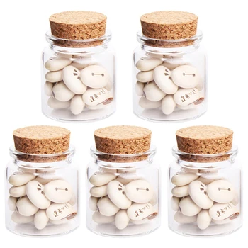 

5pcs kit 47*50MM 50ML Glass Bottles Jar Wishing Bottle Empty Sample Storage with Cork Stoppers Hot Sale - Transparent