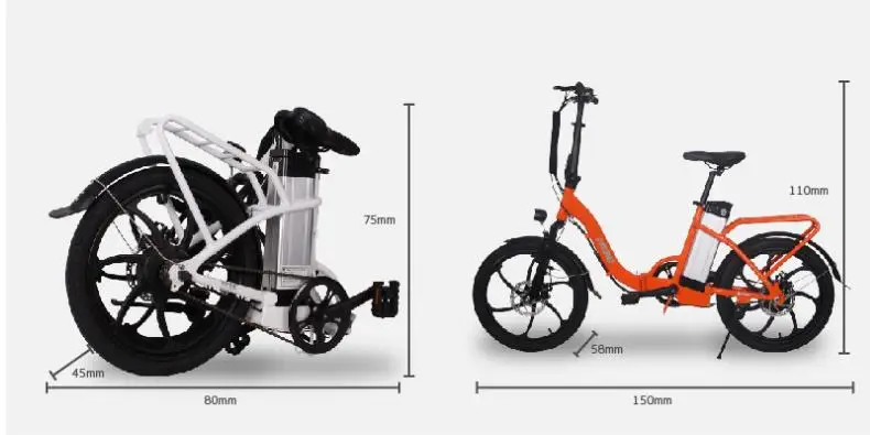 Clearance 20inch folding electric bike with display and suspension electric bicycle with pedal+lithium battery for two person disc brake 3