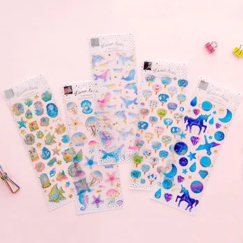 

Stationery Stickers DIY Cute 3D Stickers Gold Crystal Unicorn Stickers Creative Star Stickers Decorations Scrapbooking Diary