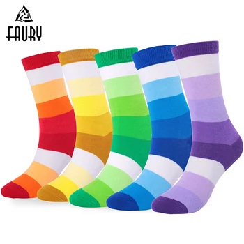 

1 Pair Fashion Men's Striped Socks Cotton Autumn Winter Warm Thick Deodorant Male Long Socks Colorful High quality