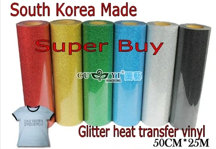 Блестящая ПУ теплопередающая виниловая пленка 0,5 м x 25 м сделано в Южно-корейские, высокого качества, выберите из 25 цветов для печати футболки