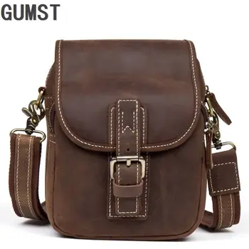 

Men Crazy Horse Leather Vintage Man Messenger Bag Multifunction Cow Leather Small Satchel Purse Casual Men's Cross Shoulder Bag