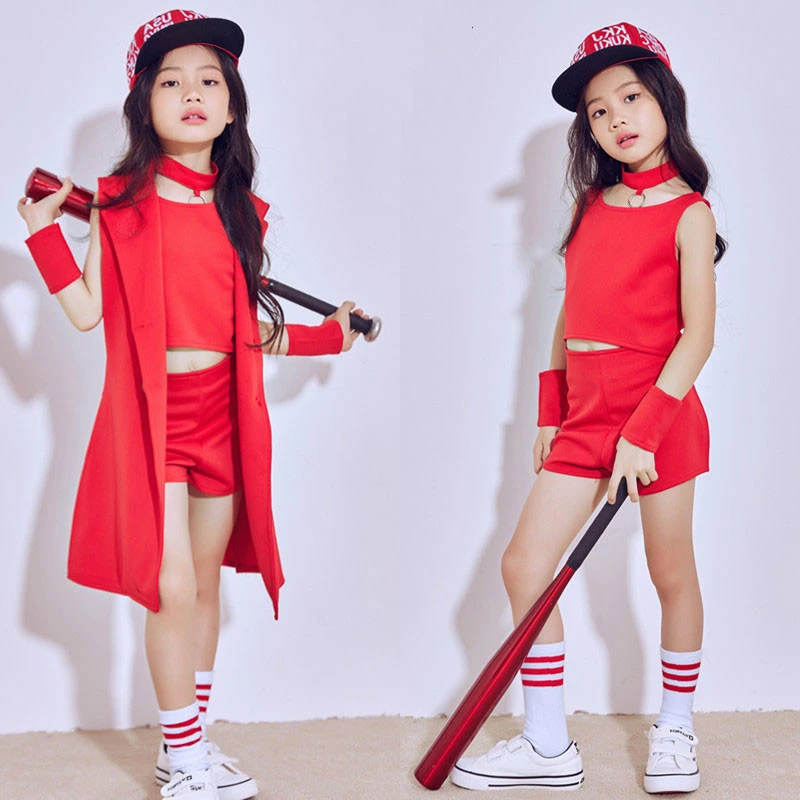 Bambini Costumi Di Danza Jazz Per Le Ragazze Red Street Moda Hip Hop Danza Moderna Vestito Da Ballo Prestazioni Costume Di Scena Aliexpress