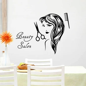 

Hair Salon Wall Decal Beauty Salon Scissor Sticker Barber Shop Vinyl Wall Decals Decor Mural Hairdresser Glass Window Sticker