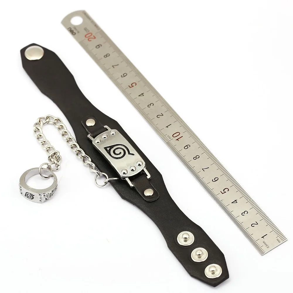 MS ювелирные изделия по Наруто Кожаный Браслет Аниме браслеты косплей браслет в стиле панк для мужчин и женщин