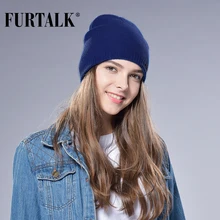 FURTALK, женская шапка бини, Осень-зима, вязанная шапка с часами, шерстяная вязанная шапочка, шапка, плетеная шапка для женщин и девушек