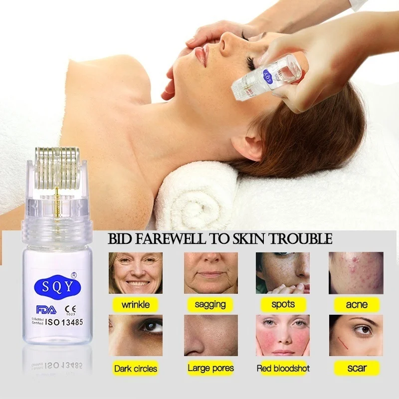 192 микро иглы Derma Roller с бутылкой титановые микроиглы для домашнего/салонного