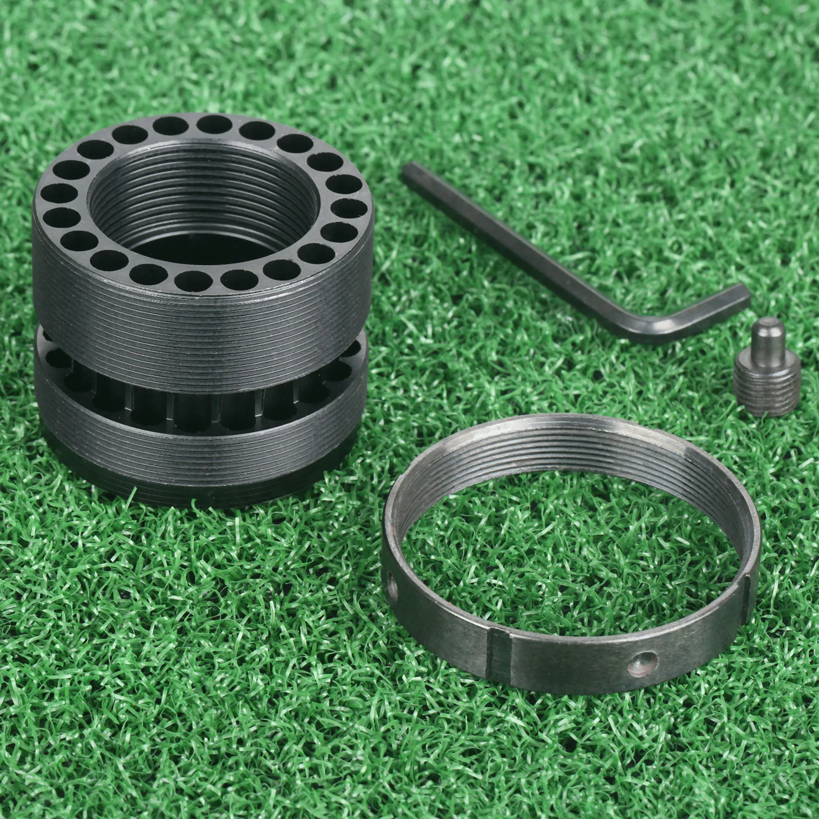 Tactical Aluminum Standard Barrel Nuts Front End Cap With Steel Jam Nut Ring For Free Float Quad Rail 5.56 Round Ring Thread Nut