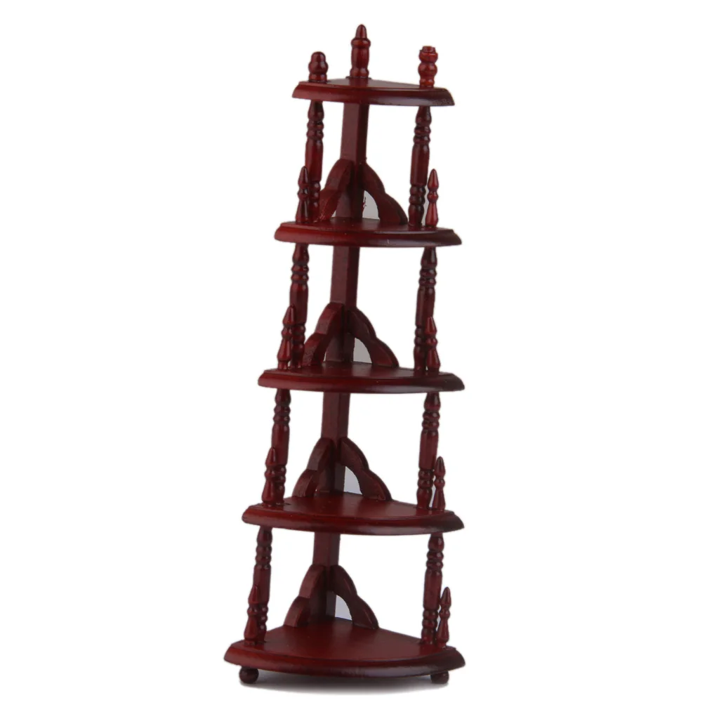 Деревянная угловая полка для кукольного домика в масштабе 1:12 Etagere кофейный домик