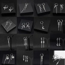 SOHOT – boucles d'oreilles longues pampilles unisexe, bijoux Punk en métal, pendentif étoile croix couleur argent, Design exagéré