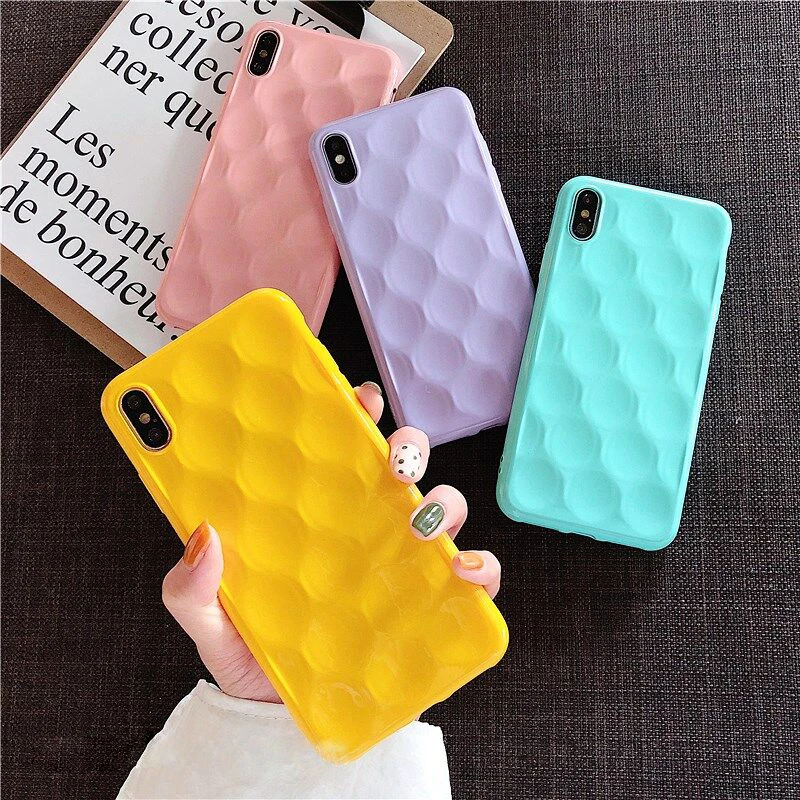 

LOVECOM Fashion Concave Convex Electroplate Plain Color Case For iPhone XS Max XR XS 6 6S 7 8 Plus X Soft TPU Phone Back Cover