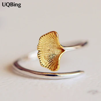 

New Arrivals 925 Sterling Silver Rings For Women Girl Jewelry Ginkgo Flowers Rings Adjustable Rings