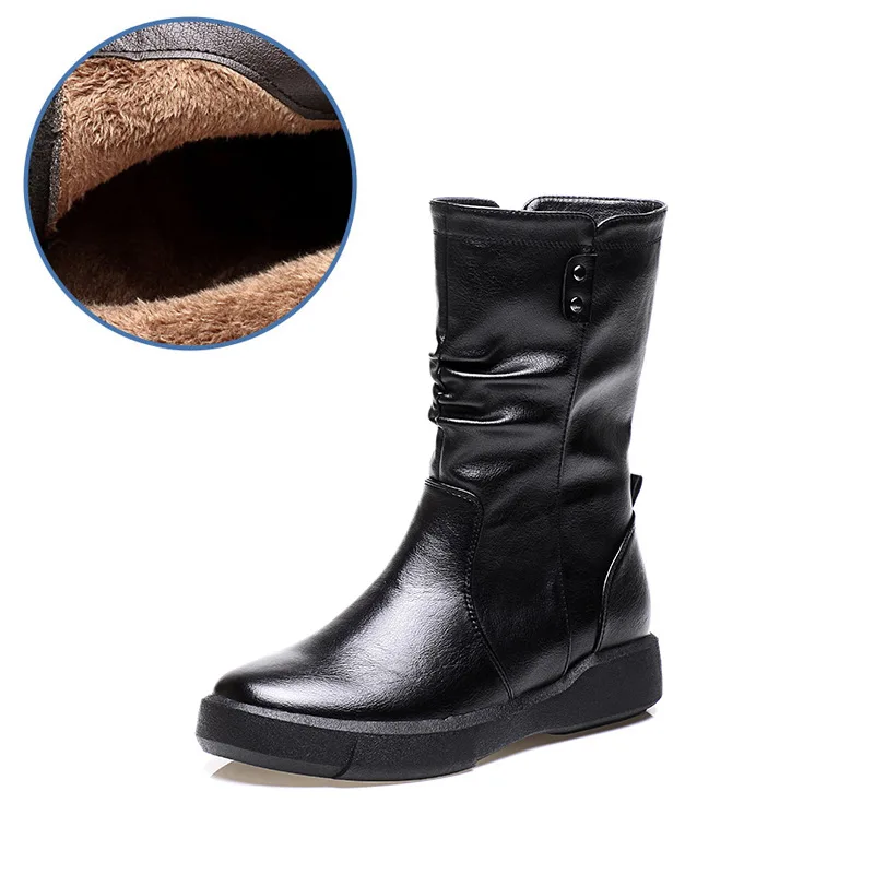 Chaussures Nouvelle Pour D'hiver 3 Bottes 2 Peluche Cuir mollet Arrivée Mi Rond Femme 1 Martin Bout Chaud Courte 4 En Femmes rFZqprw