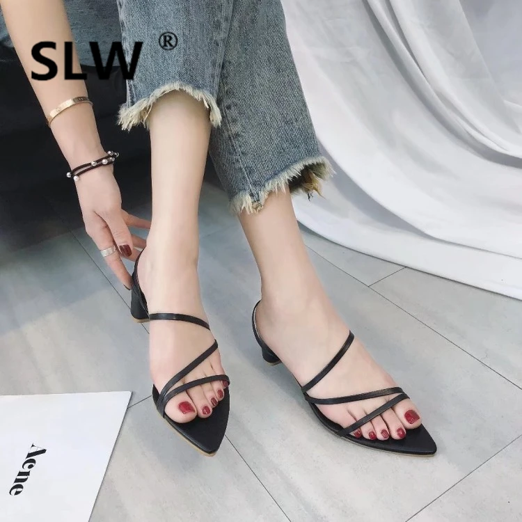 

Flock Woman Shoes Luxury Women's Slippers 2019 Shallow Slides Socofy Thin Heels Pointed Toe Med Designer New Flat Sliders