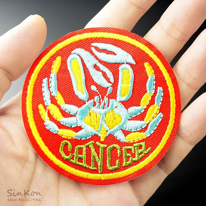 

Cancer Constellations Signs Iron On Badge Embroidered Applique Sewing Patch Clothes Stickers Garment Apparel Accessories