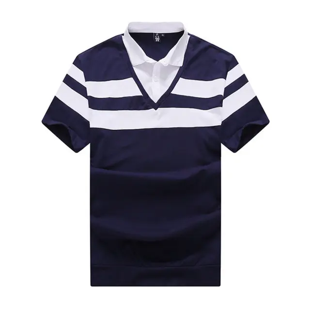 Men Polo Shirt Striped Fat Polos Shirt Male Summer Cotton Big Guy