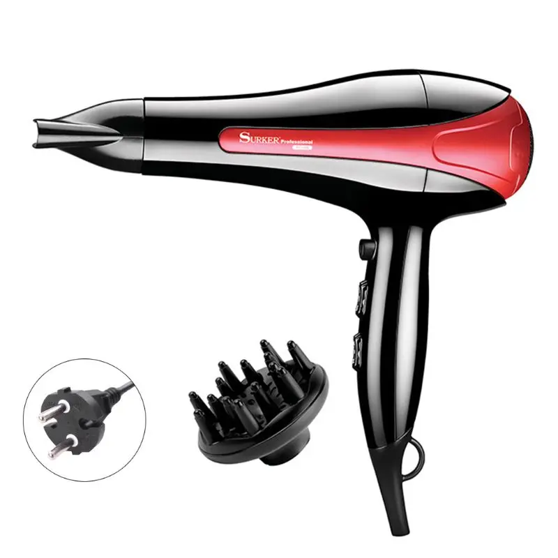 

Professional 2000W Electric Hair Dryer Large Speed Power Ionic Blower With Hairdressing Diffusers Salon Home Use 220V
